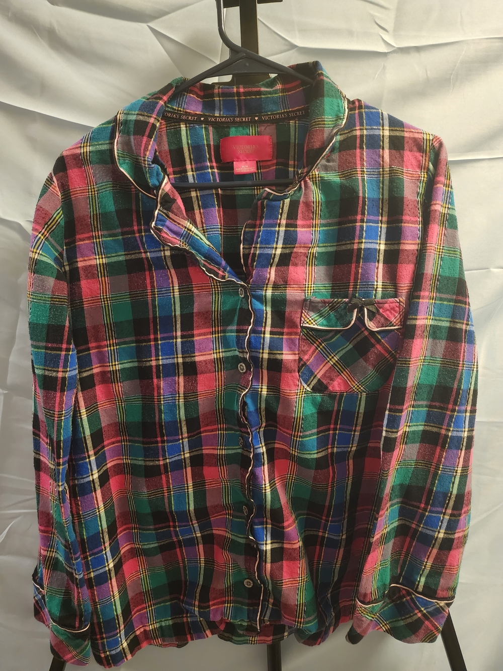Victoria's Secret Men's Plaid Button-Down Shirt - Pink & Green